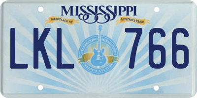 MS license plate LKL766