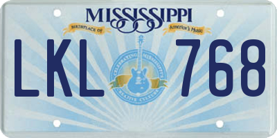 MS license plate LKL768