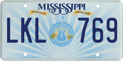 MS license plate LKL769