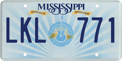 MS license plate LKL771