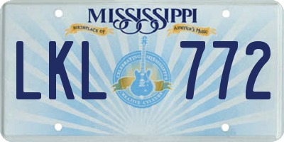MS license plate LKL772