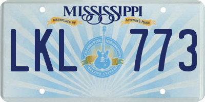 MS license plate LKL773