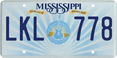 MS license plate LKL778