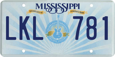 MS license plate LKL781