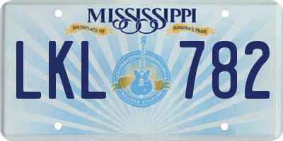 MS license plate LKL782