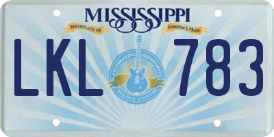 MS license plate LKL783