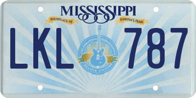MS license plate LKL787