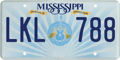 MS license plate LKL788
