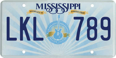 MS license plate LKL789