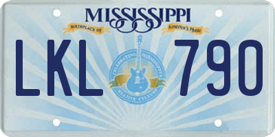 MS license plate LKL790