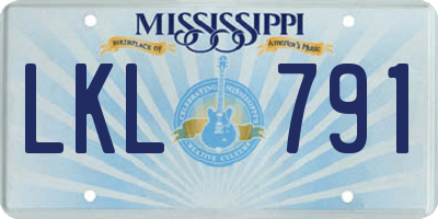 MS license plate LKL791