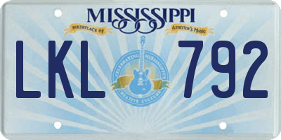 MS license plate LKL792