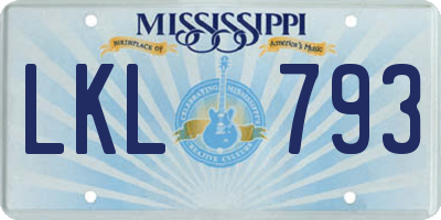MS license plate LKL793