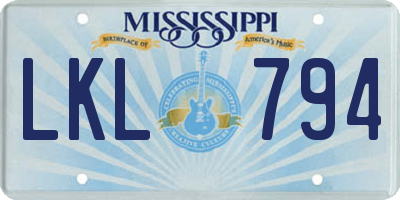 MS license plate LKL794