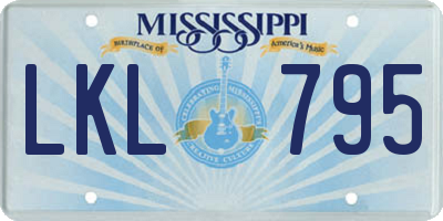MS license plate LKL795