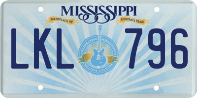 MS license plate LKL796