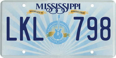MS license plate LKL798