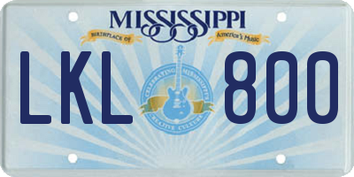 MS license plate LKL800