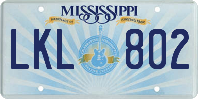 MS license plate LKL802