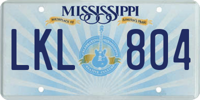 MS license plate LKL804