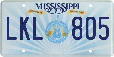 MS license plate LKL805