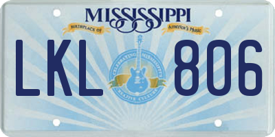 MS license plate LKL806