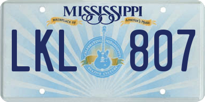 MS license plate LKL807
