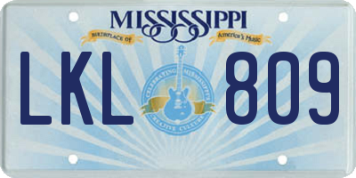 MS license plate LKL809