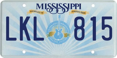 MS license plate LKL815