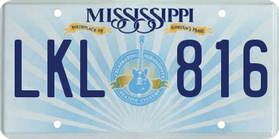 MS license plate LKL816
