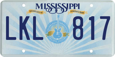MS license plate LKL817