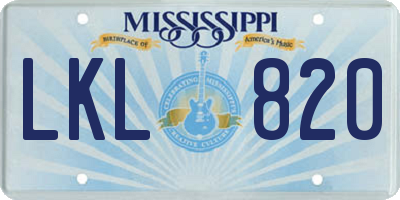 MS license plate LKL820