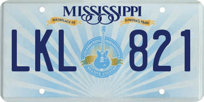 MS license plate LKL821