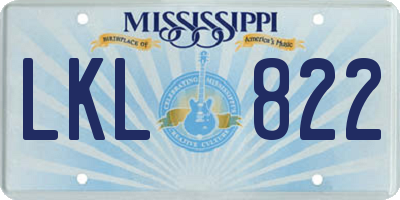 MS license plate LKL822