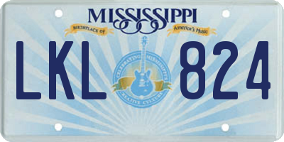 MS license plate LKL824