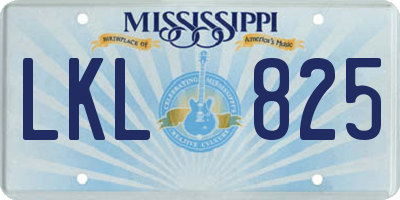 MS license plate LKL825