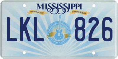 MS license plate LKL826