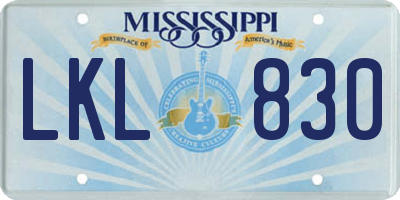 MS license plate LKL830