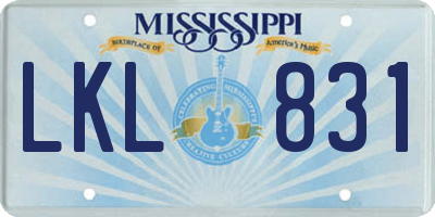 MS license plate LKL831