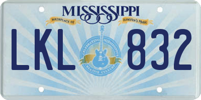 MS license plate LKL832