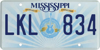 MS license plate LKL834