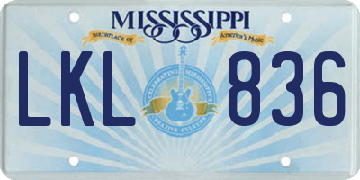 MS license plate LKL836