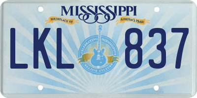MS license plate LKL837