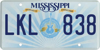 MS license plate LKL838