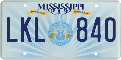 MS license plate LKL840