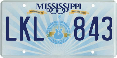 MS license plate LKL843