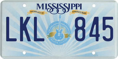 MS license plate LKL845
