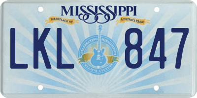 MS license plate LKL847