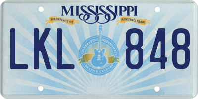 MS license plate LKL848