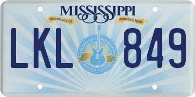 MS license plate LKL849